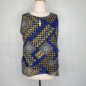 Roz & Ali Moroccan Mama Mixed Media Sleeveless Summer Layered Top NWT Size 1X